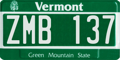 VT license plate ZMB137
