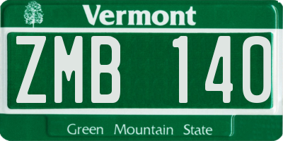 VT license plate ZMB140