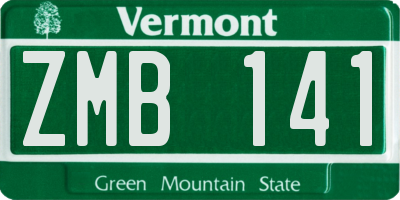 VT license plate ZMB141