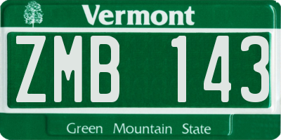 VT license plate ZMB143