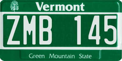 VT license plate ZMB145