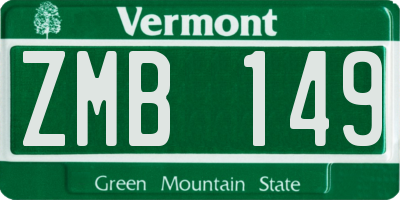 VT license plate ZMB149