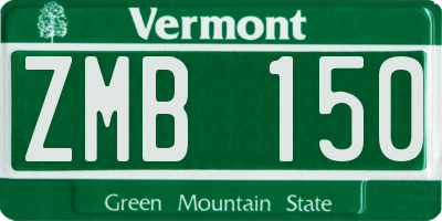 VT license plate ZMB150