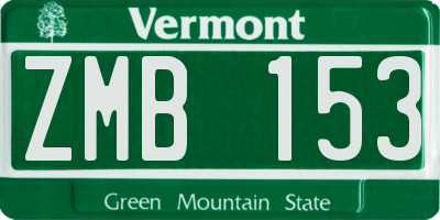 VT license plate ZMB153