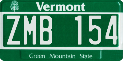 VT license plate ZMB154
