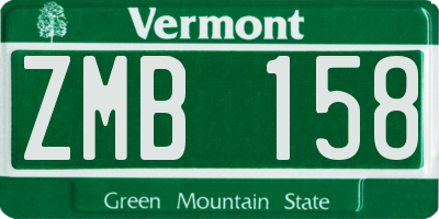 VT license plate ZMB158