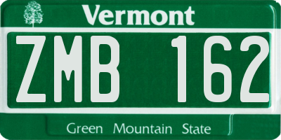 VT license plate ZMB162