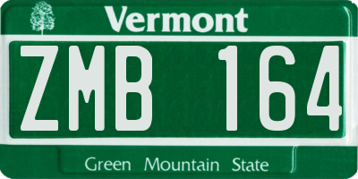VT license plate ZMB164