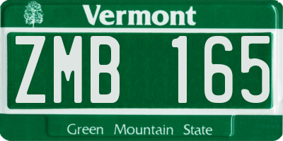 VT license plate ZMB165