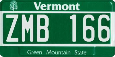 VT license plate ZMB166