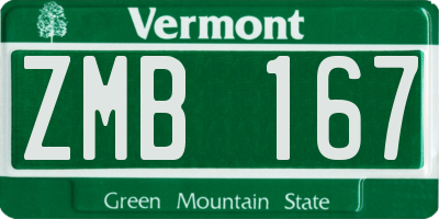 VT license plate ZMB167