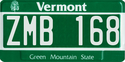VT license plate ZMB168