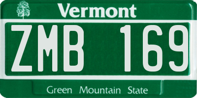 VT license plate ZMB169