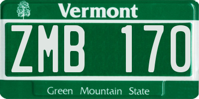 VT license plate ZMB170