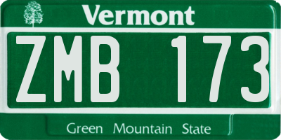 VT license plate ZMB173