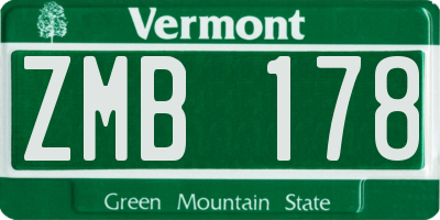 VT license plate ZMB178