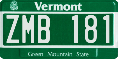 VT license plate ZMB181