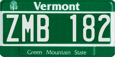 VT license plate ZMB182