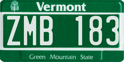 VT license plate ZMB183