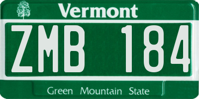 VT license plate ZMB184