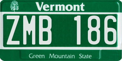 VT license plate ZMB186
