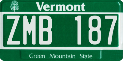VT license plate ZMB187