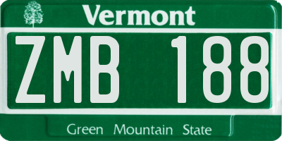 VT license plate ZMB188