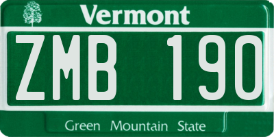 VT license plate ZMB190