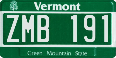 VT license plate ZMB191