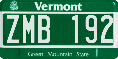 VT license plate ZMB192