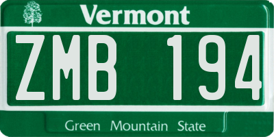 VT license plate ZMB194
