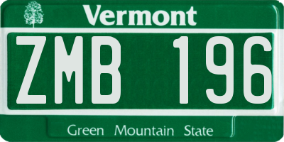 VT license plate ZMB196