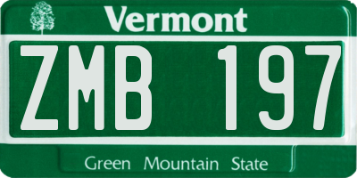 VT license plate ZMB197