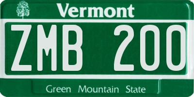 VT license plate ZMB200