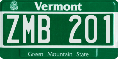 VT license plate ZMB201