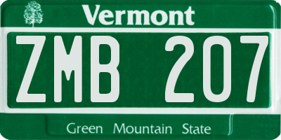 VT license plate ZMB207