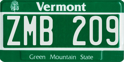 VT license plate ZMB209