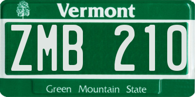 VT license plate ZMB210