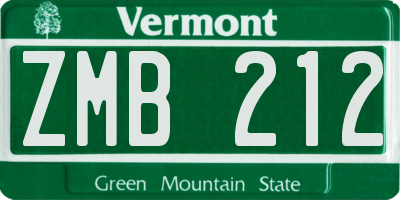 VT license plate ZMB212