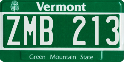 VT license plate ZMB213