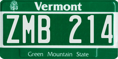 VT license plate ZMB214