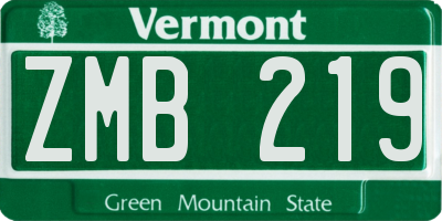 VT license plate ZMB219