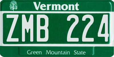VT license plate ZMB224