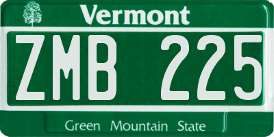 VT license plate ZMB225