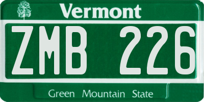 VT license plate ZMB226