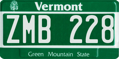 VT license plate ZMB228
