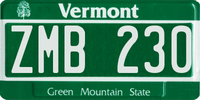 VT license plate ZMB230