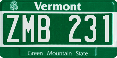 VT license plate ZMB231