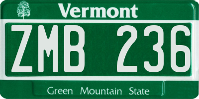 VT license plate ZMB236