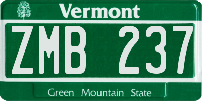 VT license plate ZMB237
